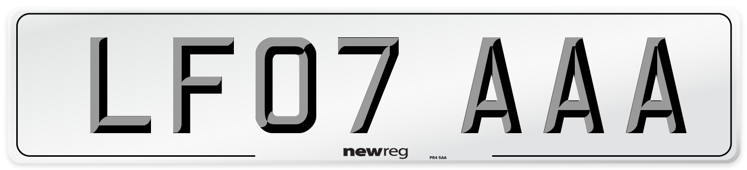 LF07 AAA Number Plate from New Reg